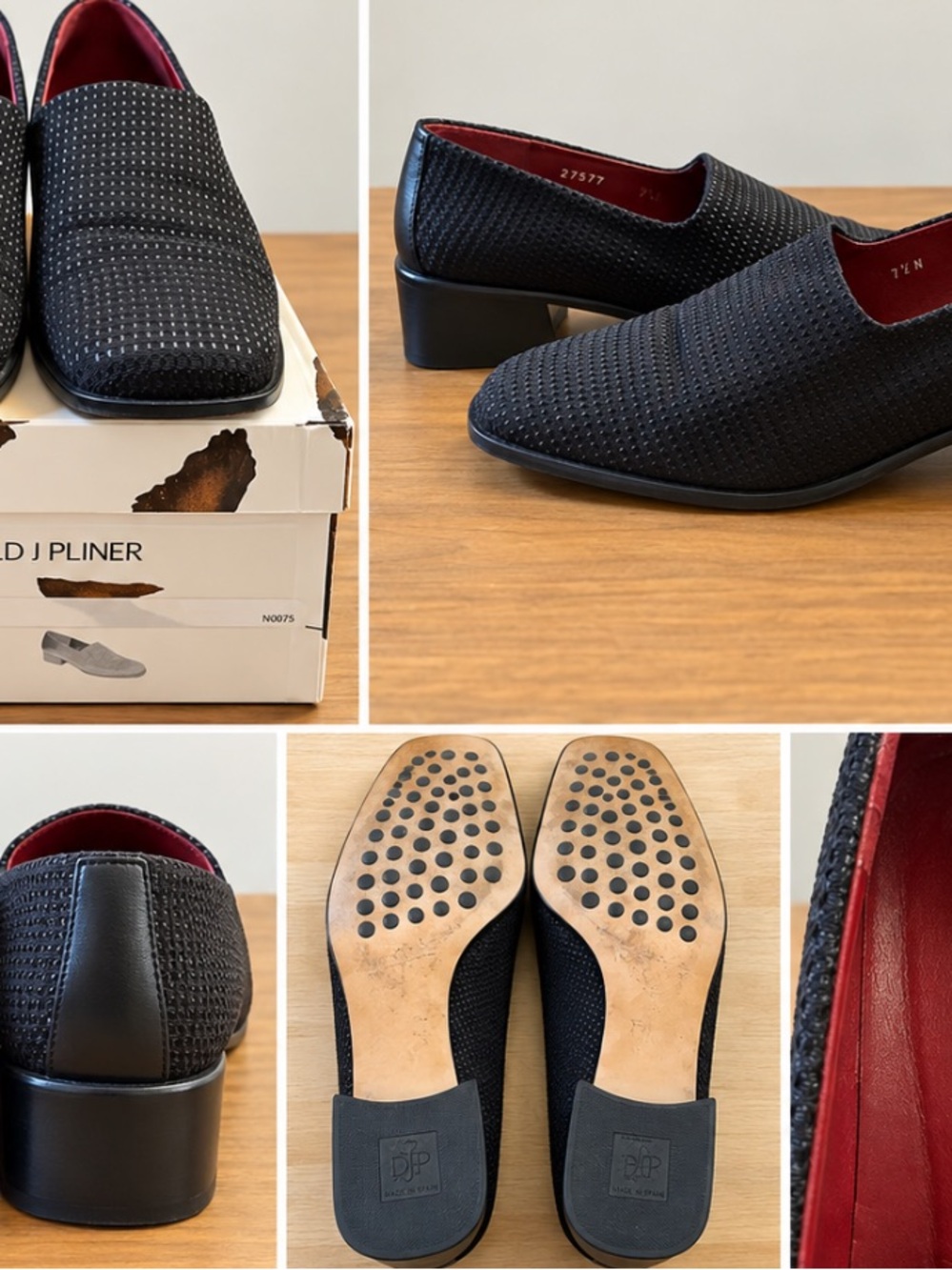 Donald J Pliner Women’s 7.5 N Espresso Dot Elastic Loafers Shoes